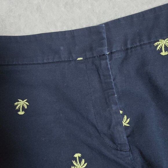 Talbots Womens Size 6 Navy Blue Palm Tree Curvy Ankle Cropped Chino Vacay Pants - Picture 3 of 12